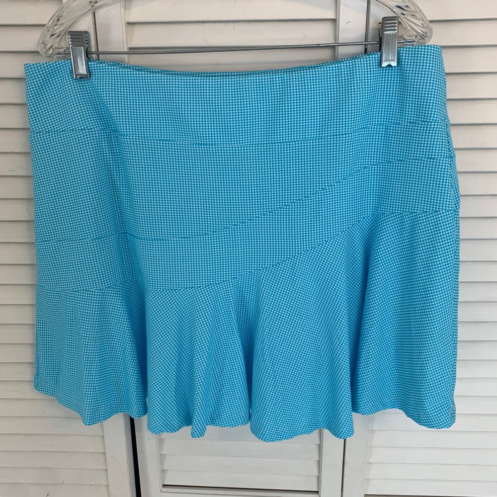 IBKÜL‎ Gingham Flounce Skort Womens XL Blue Ruffle Tennis Pickleball Golf Skirt